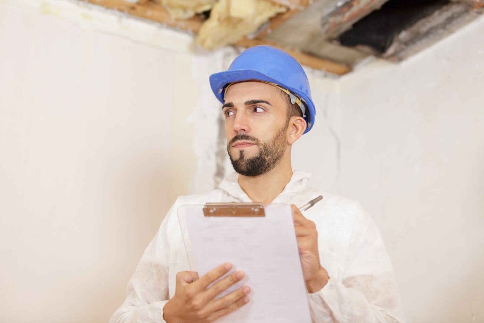 a builder with a clipboard